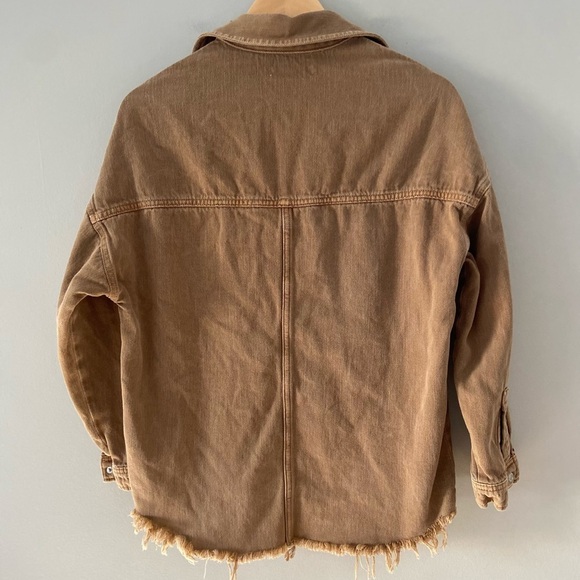 Mavi ⭐️Host Pick⭐️ Boyfriend Brown Western Distressed Hem Jean Jacket - Picture 4 of 6